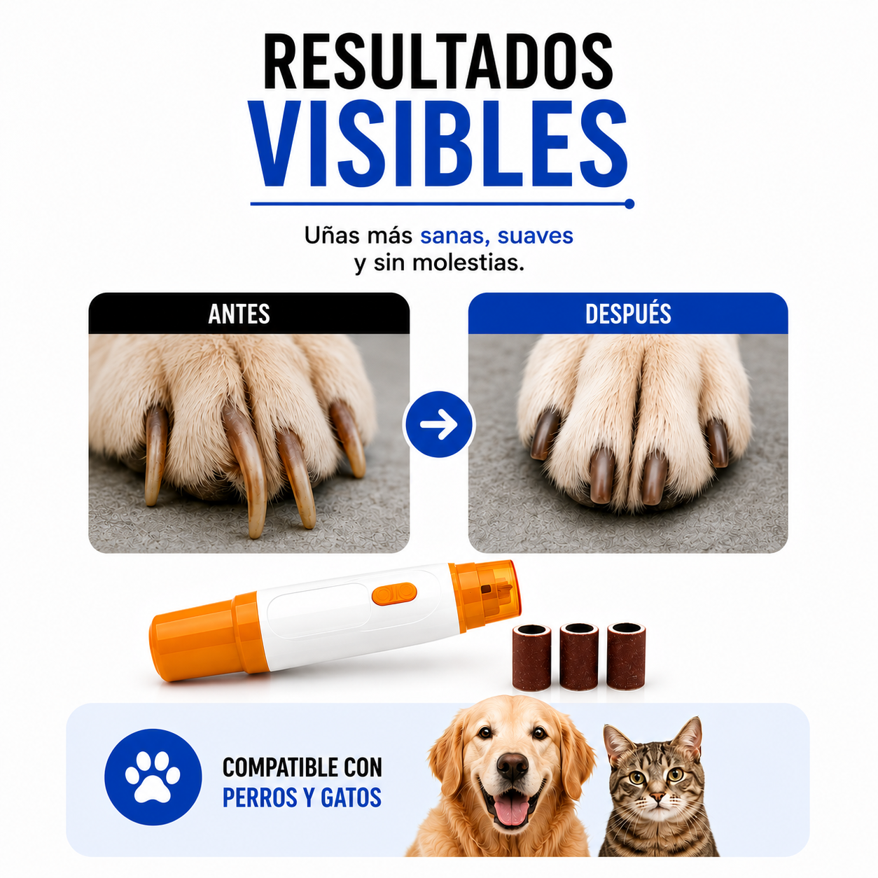 Lima Eléctrica Premium para Uñas de Perros y Gatos | Segura, Silenciosa y Fácil de Usar